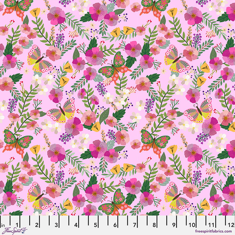Free Spirit Fabrics - Floral Fiesta - Radiant Blossoms - Pink #pwmc105-xpink