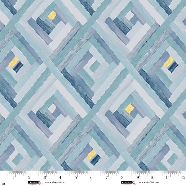 Studio E Fabrics - Behind Blue Eyes - Log Cabin Watercolor - Ice #8656-17