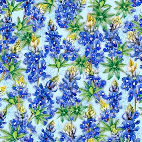 QT Fabrics - This & That Favorites - Bluebonnets - Blue #30652-b
