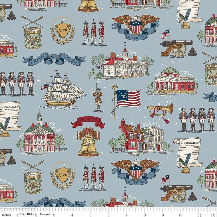 Riley Blake Designs - Independence - Main - Blue #c17330-blue