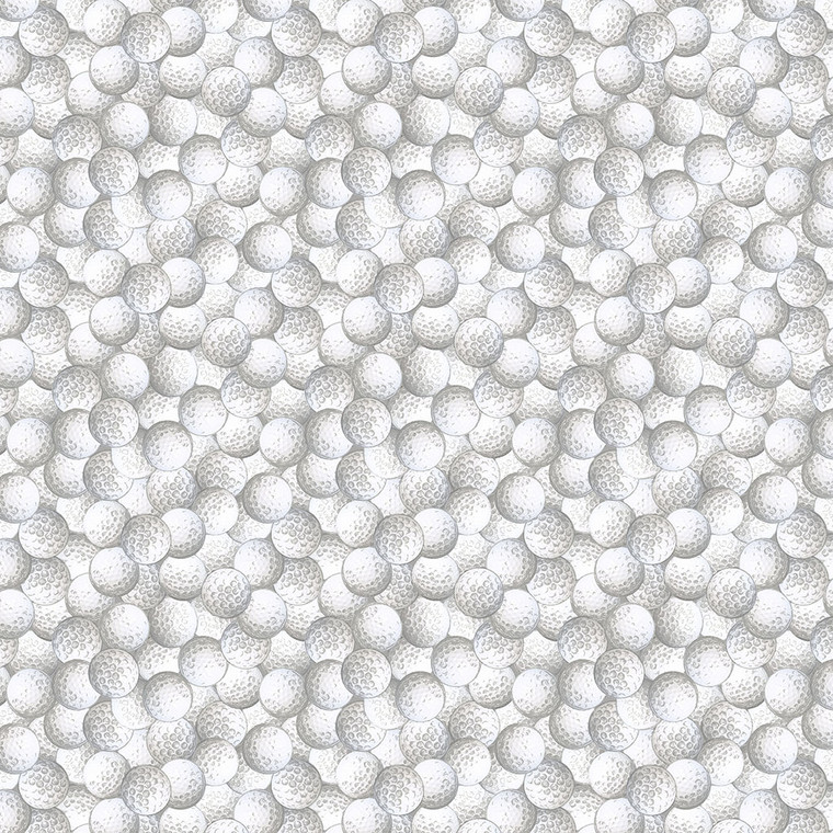 Clothworks Fabric - Tee Time - Packed Golf Balls - White #Y4784-1