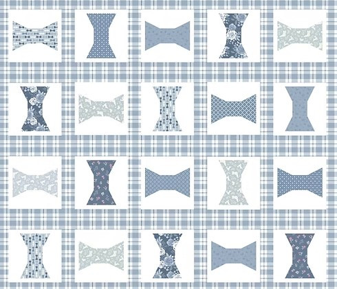 Studio E Fabric - Beautiful Bowquets - Bowtie Cheater - Blue #8894BS-77