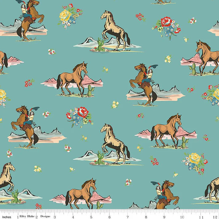 Riley Blake Designs - Cowgirl - Main - Blue #c17480-blue