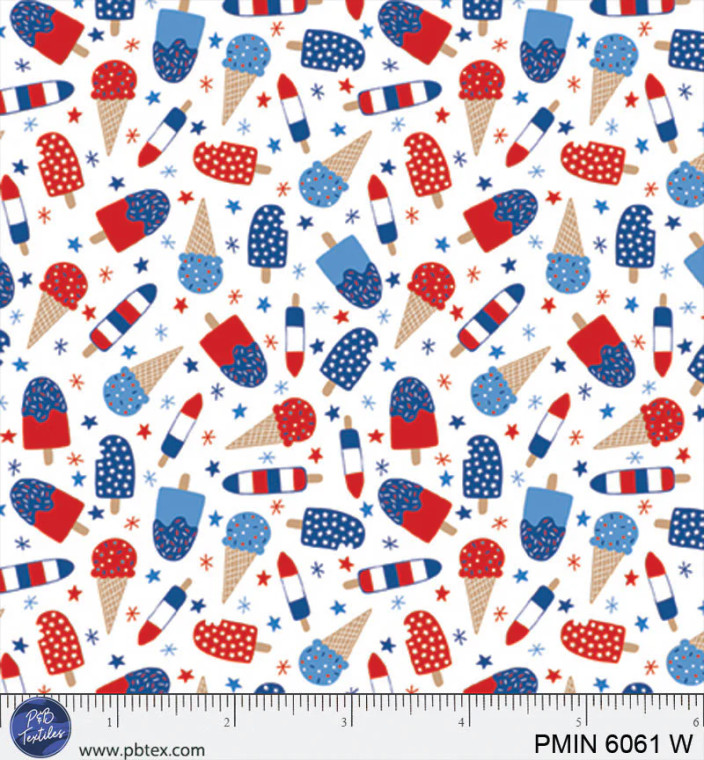 P&B Textiles - Patriotic Minis - Americana Ice Cream #pmim6061-w