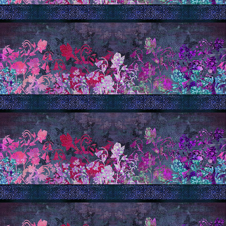 In The Beginning Fabrics - Evanescence - Border - Purple #ibfev-2