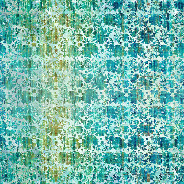 In The Beginning Fabrics - Evanescence - Grunge Floral - Teal #ibf13ev-1