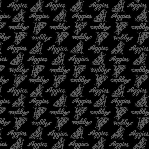 Sykel Fabrics - Texas A&M 1393 - Black on Black Mini Pigment Print #tam-1393bl