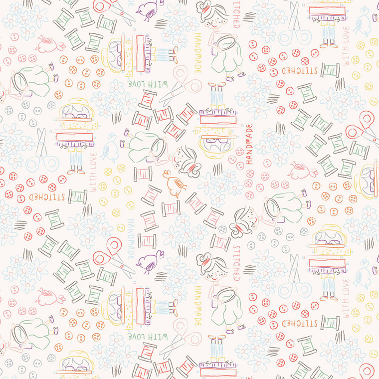 Clothworks Fabrics - Shop Hop - Line Art - Multi #y4797-55