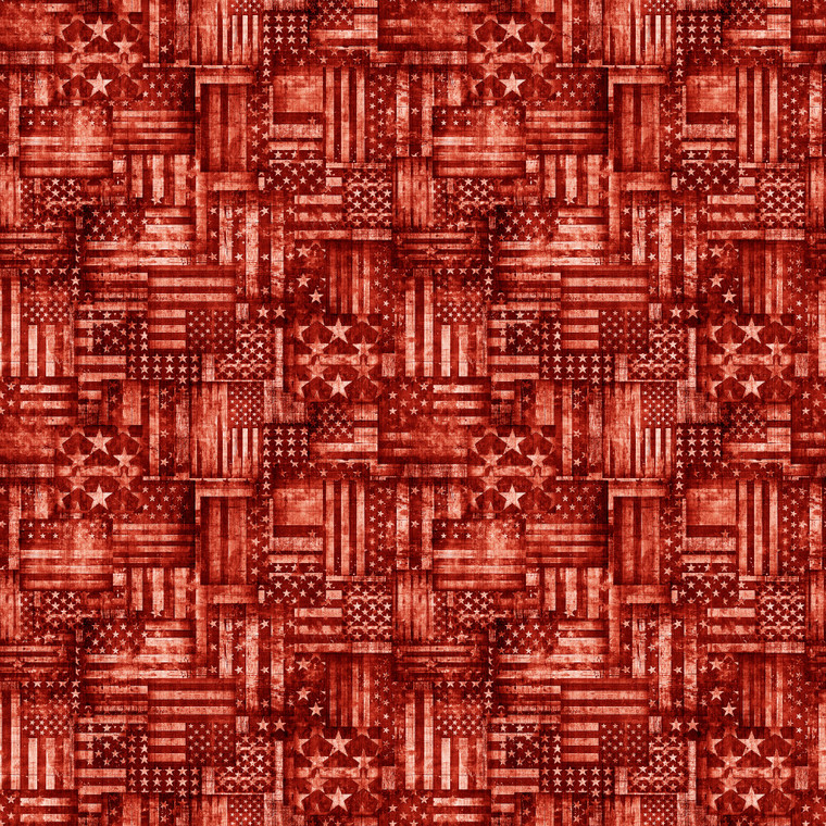 QT Fabrics - American Country - Flag Patchwork - Red #31995-r