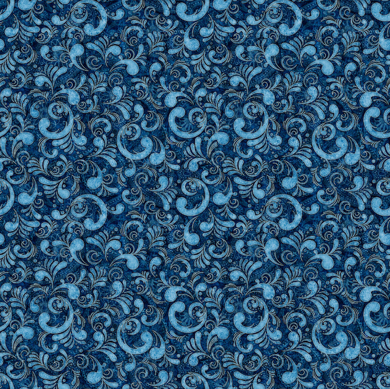 QT Fabrics - American Country - Scrolls - Blue #31996-b
