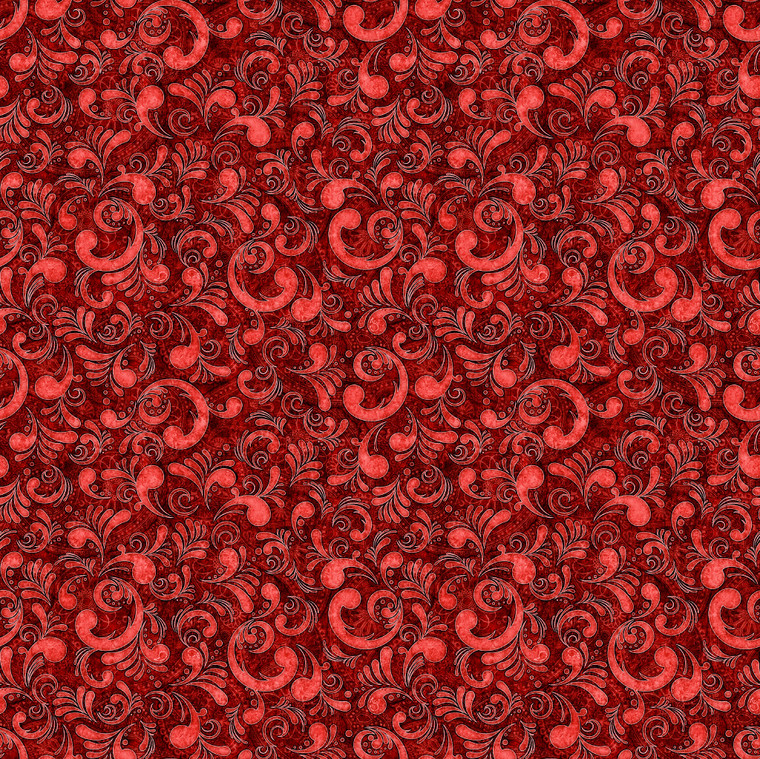 QT Fabrics - American Country - Scrolls - Red #31996-r