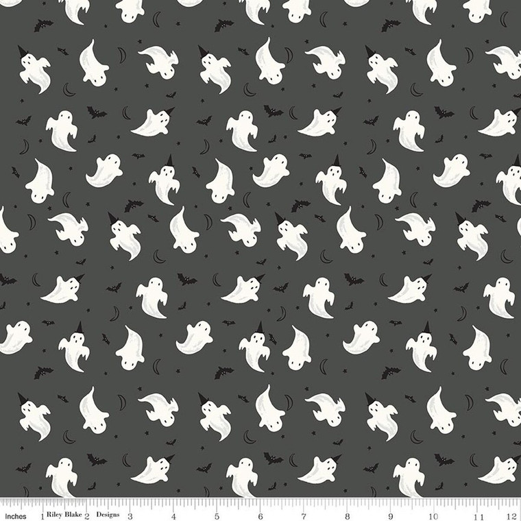 Riley Blake Designs - Frank and Friends - Ghosts - Charcoal - Glow in the Dark #gc17475-charcoal