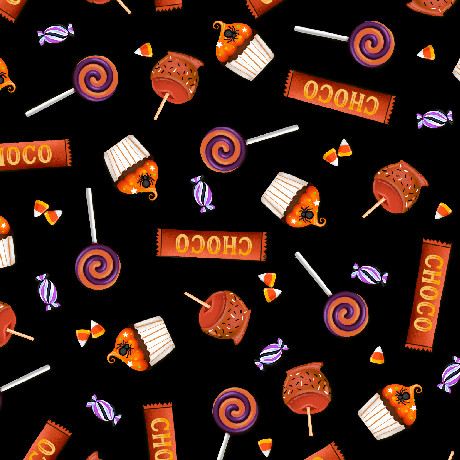 QT Fabrics - Ghost Tales - Halloween Candy - Black #31929-J