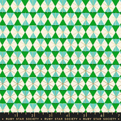 Moda Fabrics - Merry Happy - Hexi Metallic - Verdant #rs3102-16m