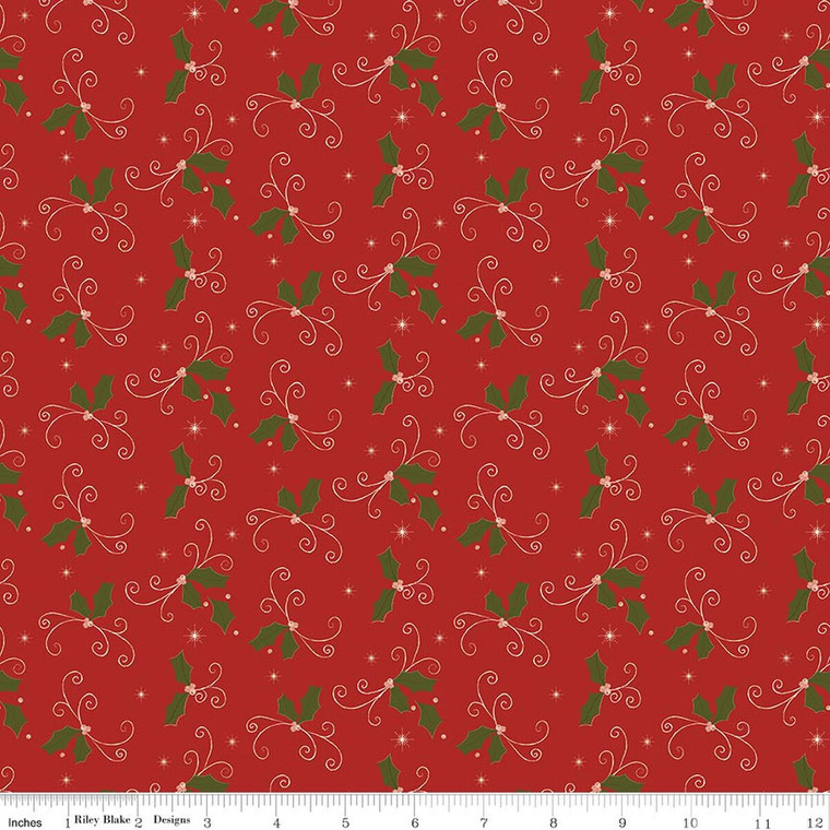 Riley Blake Designs - Christmas Greetings - Holly - Red #c17663-red