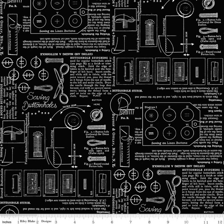 Riley Blake Designs - Sew America - Sewing Notes - Black #c17348-black