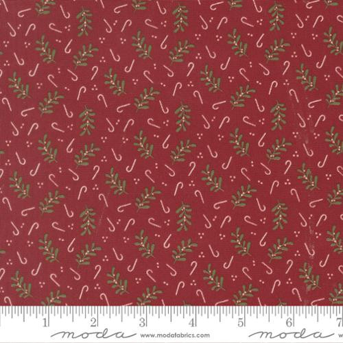 Moda Fabrics - Gingerbread Lane - Candy Canes - Cranberry #26157-18