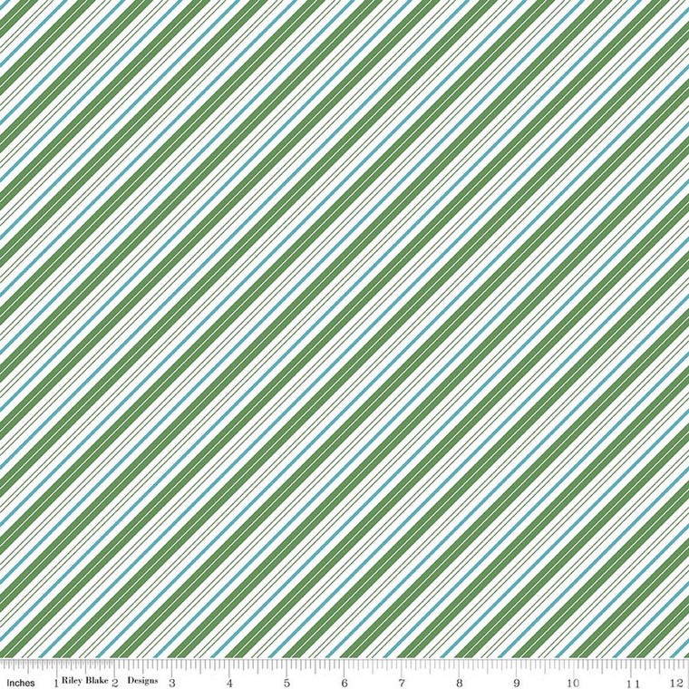 Riley Blake Designs - Claus & Co. - Candy Cane Stripes - Green #C17747-GREEN