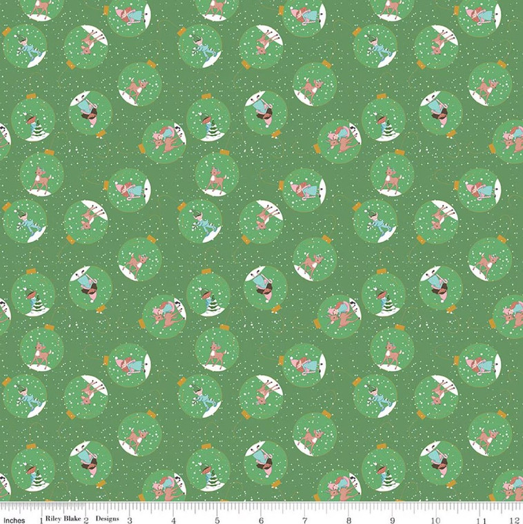 Riley Blake Designs - Claus & Co. - Ornaments - Green Sparkle #sc17743-green
