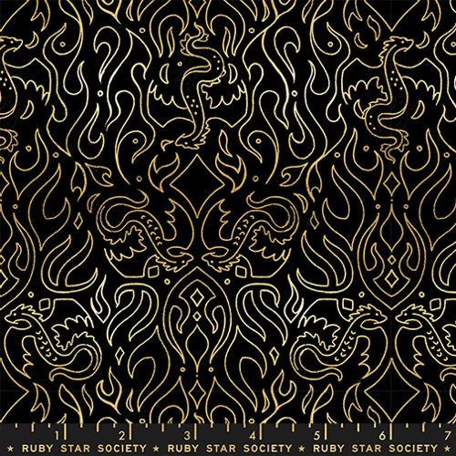Moda Fabrics - Fireglow - Scribe - Metallic Black #rs2137-15m