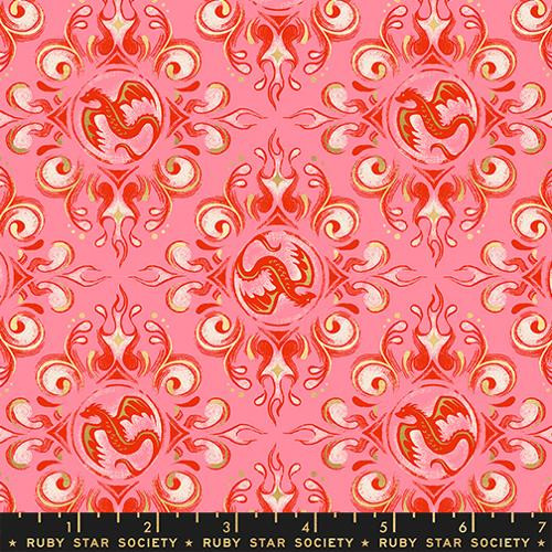 Moda Fabrics - Fireglow - Emblem - Metallic Dark Ruby #rs2136-12m