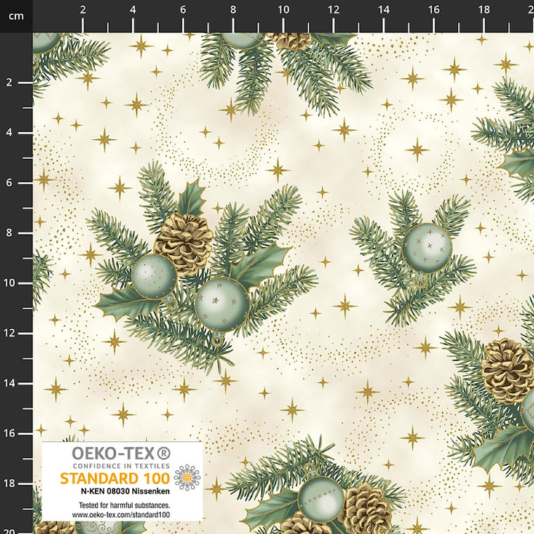 Stof Fabrics - Christmas Time - Pine Branches - Green/Gold #4593-011