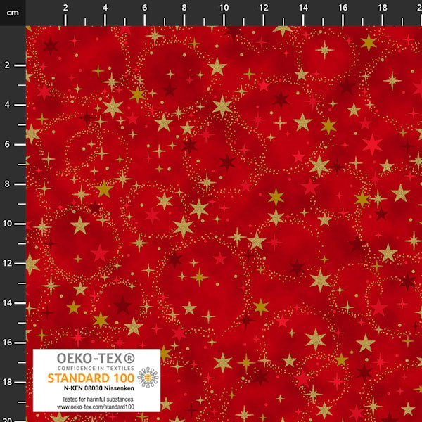 Stof Fabrics - Christmas Time - Stars - Red/Gold #4593-005