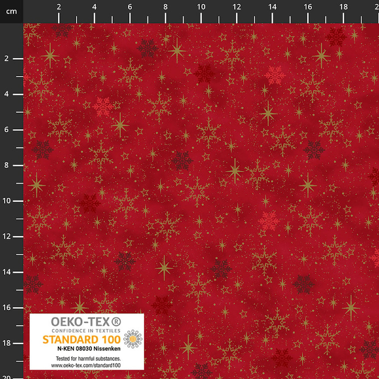 Stof Fabrics - Snow Crystal - Stars & Snowflakes - Red/Gold #4593M-403