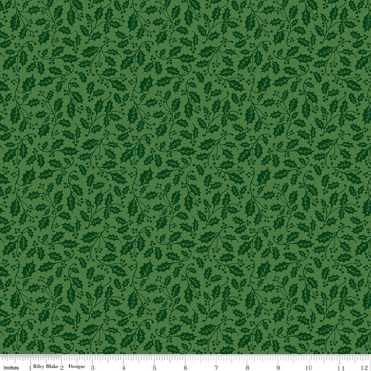 Riley Blake Designs - Poinsettias at Christmas - Holly - Green #C17636-GREEN