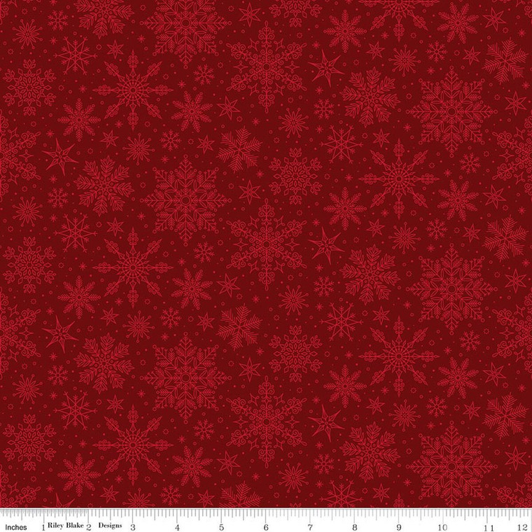 Riley Blake Designs - Poinsettias at Christmas - Snowflakes - Red #C17635-RED