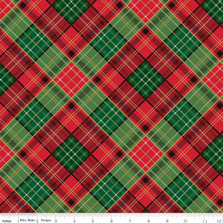 Riley Blake Designs - Poinsettias at Christmas - Plaid - Multi Foil #cf17633-MULTI
