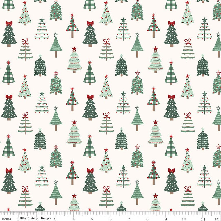 Riley Blake Designs - Evergreen Wishes - Trees - Cream #c17811-cream