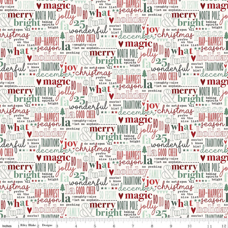 Riley Blake Designs - Evergreen Wishes - Text - Cream #c17813-cream