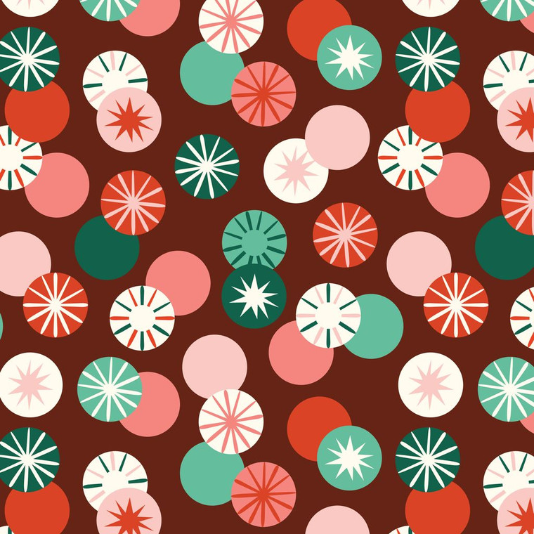 Cloud9 Fabrics - Merry & Mod - Peppermint Whirl - Burgundy #229160