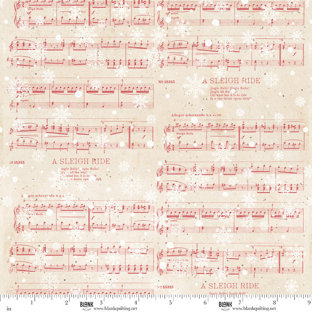 Blank Quilting Fabrics - Christmas Magic - Sheet Music - Ivory #2019-41