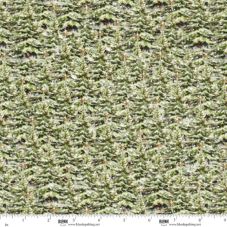 Blank Quilting Fabrics - Christmas Magic - Christmas Trees - Green #2026-66