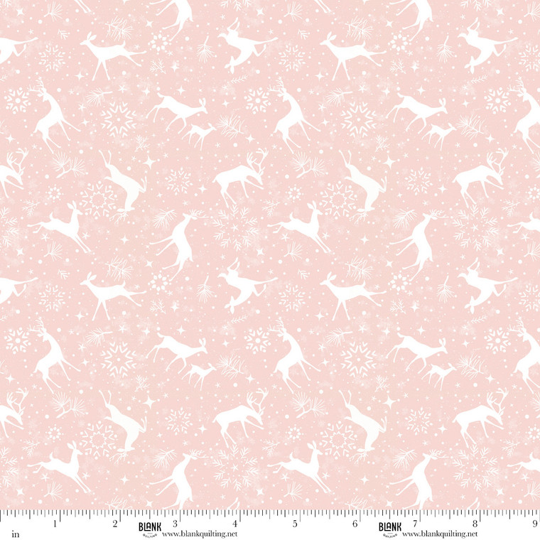 Blank Quilting Fabrics - Christmas Magic - Deer Silhouettes - Pink #2022-22
