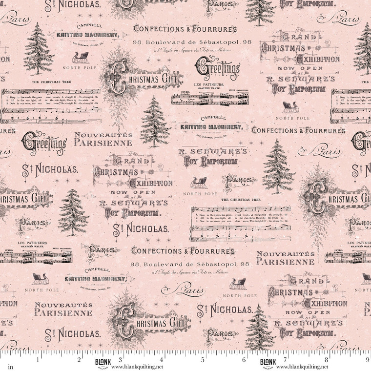 Blank Quilting Fabrics - Christmas Magic - Christmas Typography - Pink #2025-22