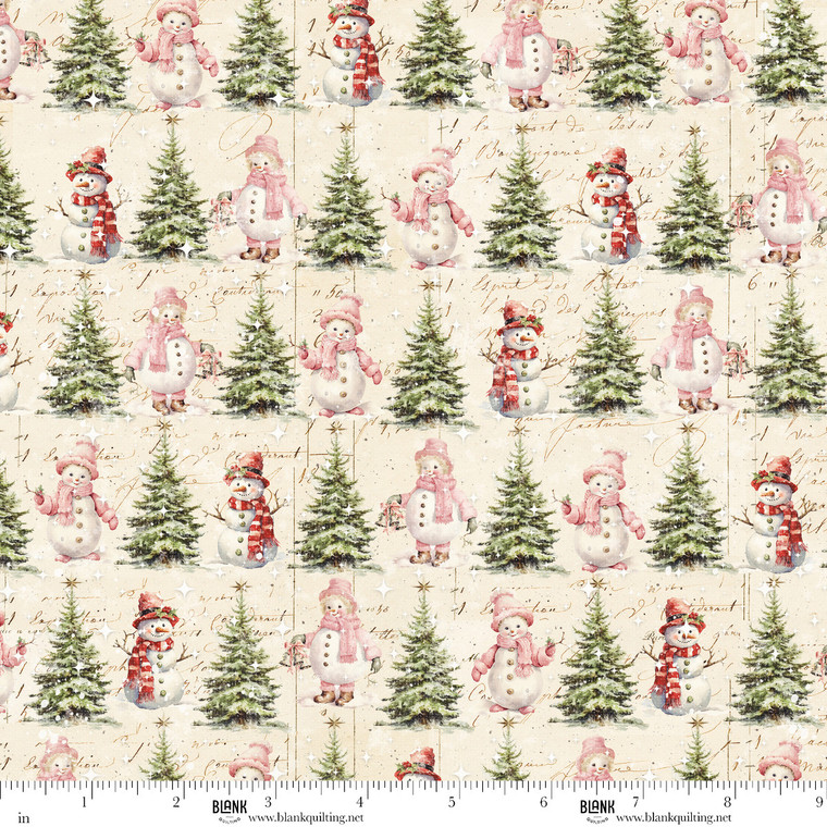 Blank Quilting Fabrics - Christmas Magic - Christmas Trees & Snowmen - Ivory #2020-41