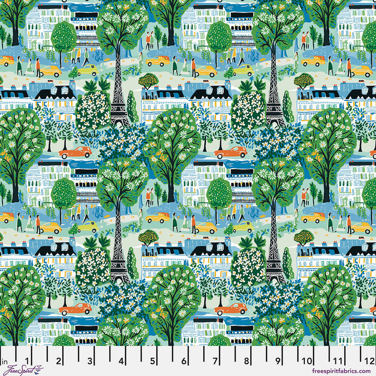 Free Spirit Fabrics - Stannie & Lloyd - Meet Me in Paris - Sky #PWAE002-SKY
