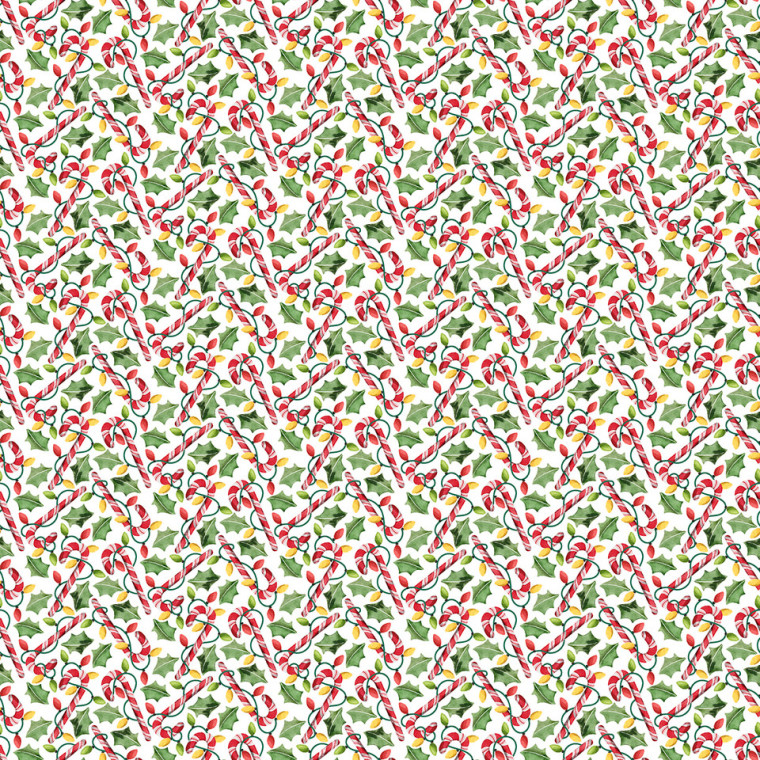 3 Wishes Fabric - Happy Alcoholidays - Festive Cane Delight #24573-WHT