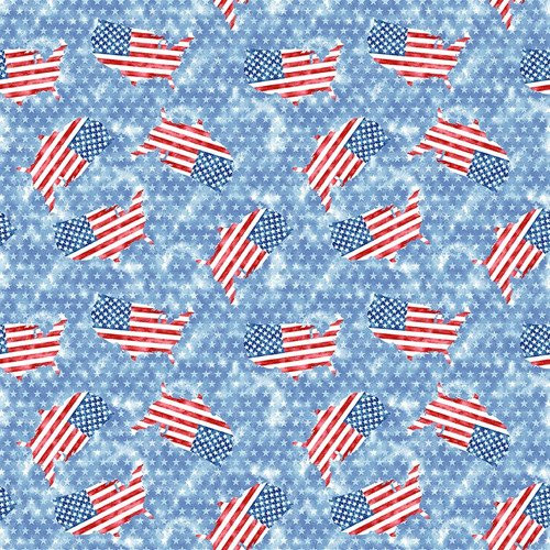 Blank Qulitng Fabrics - Shoreline Stories - Tossed Maps - Blue #SHORELINEST-B-3224-11