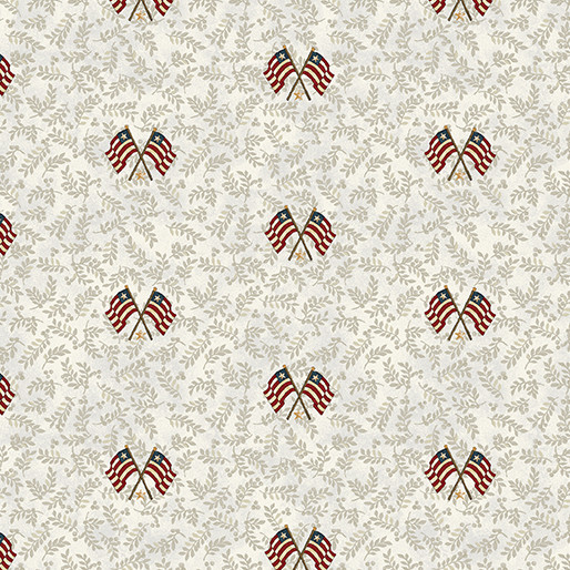 Benartex - American Valor - Flags and Leaves - Natural #16878-70