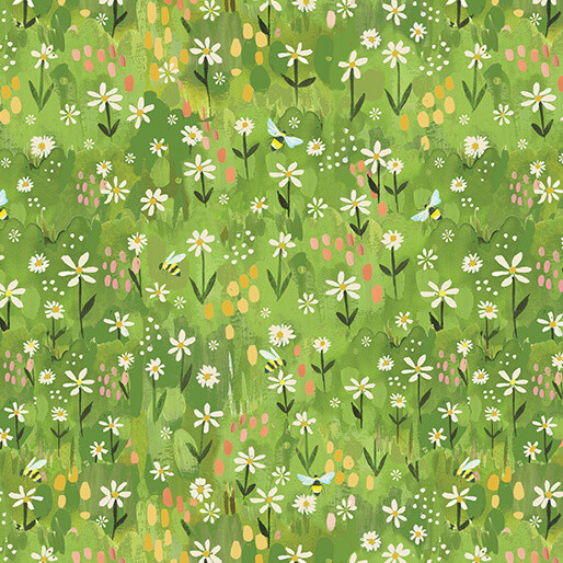 Benartex - Into The Meadow - Daisy Field - Green #16711-44