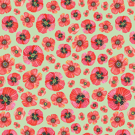 Benartex - Into The Meadow - Poppy Meadow - Light Green #16713-04