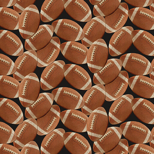Benartex - Touchdown - Footballs - Leather/Black #16839-78