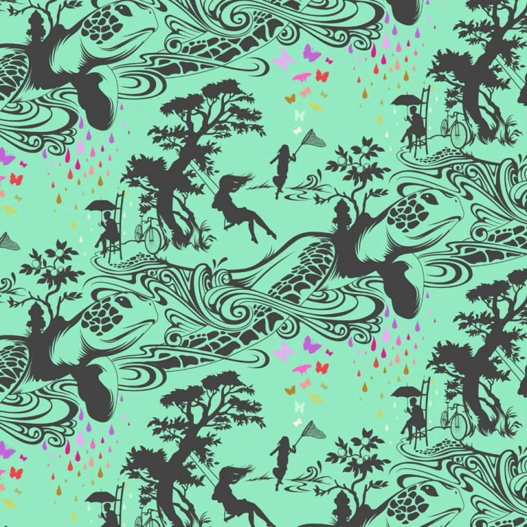 Tula Pink Fabrics - Prince Charming Déjà Vu - Turtle Bay - Sweetmint #pwtp276-sweetmint