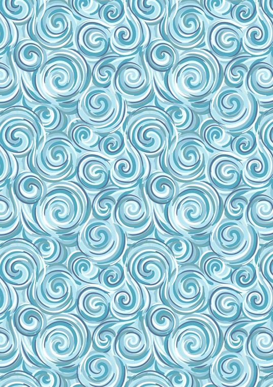 Lewis & Irene Fabric - Northern Lights Swirl - Blue (with pearl) #l67c