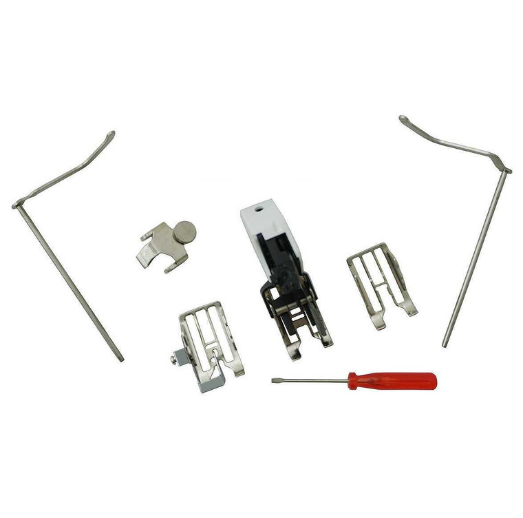 Bernina 9mm walking foot with 3 soles and 2 seam guides.