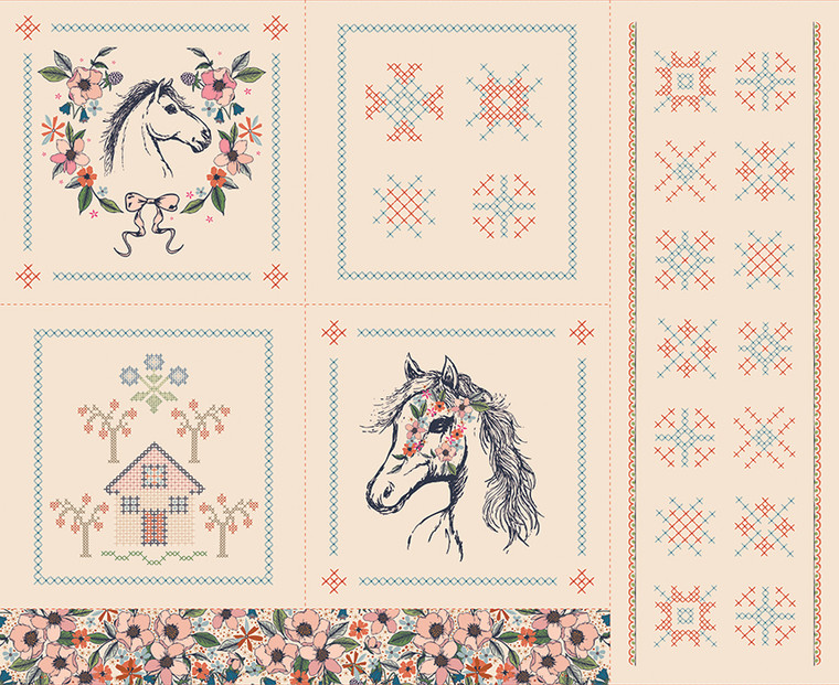 Art Gallery Fabrics - The Orchard - Horse Story Panel #orc-34713
